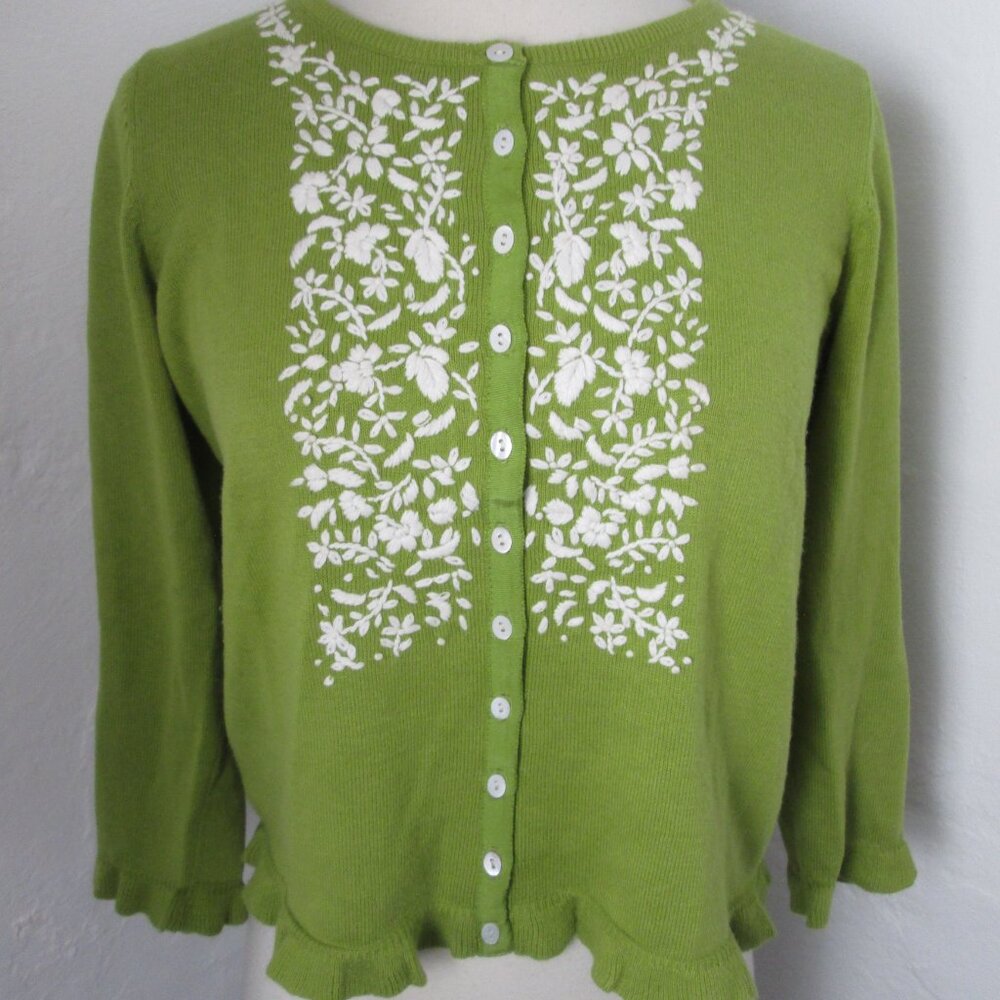 NEW Sundance Green Floral Embroidered Cardigan Size S Romantic - Boho